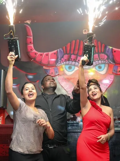 Sparkler guns and birthday celebrations. Sundays at Tipsy Bull are always super fun and full of high-energy moments like this.