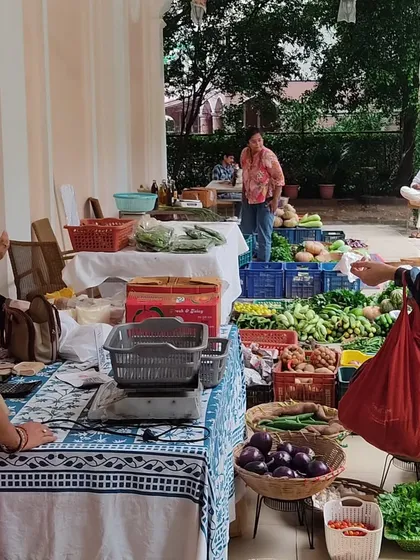 More customers braving the weather to get their weekly supply of fresh produce.