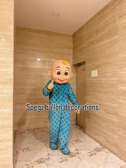 A full look at the Cocomelon JJ mascot costume. This character is a huge hit with toddlers and preschoolers, perfect for a first or second birthday party appearance and photo session.