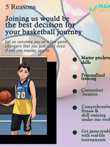 Here are 5 reasons why joining Maniac Sportz is the best decision for your basketball journey. We offer pro-level skills, personalized training, and real tournament experience.