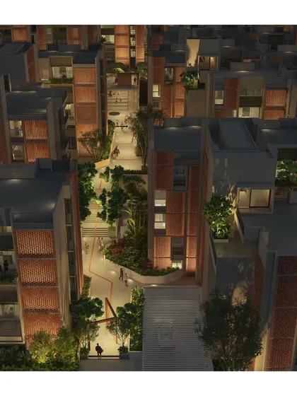 This render of our upcoming housing project in Bengaluru illustrates our approach to creating a layered urban fabric. We design not just buildings, but a network of gardens, streets, and plazas that foster community interaction.
