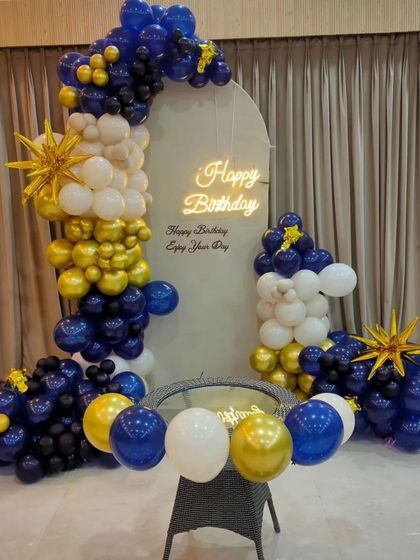 This view includes a table in front of the backdrop, perfect for placing a cake.