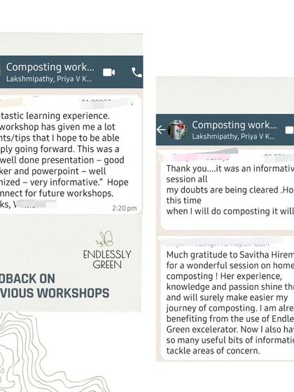 I'm always so grateful to receive feedback from my workshop participants. Knowing that my experience and passion can help make someone's composting journey easier is incredibly rewarding.