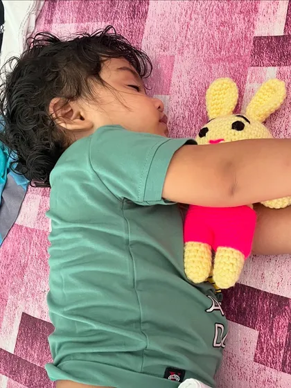 Seeing a child so happy with one of my toys is the best feeling. This little one is sleeping so peacefully with his new bunny friend. My toys are 100% handmade and plastic free, so they are soft and safe for even the smallest children to hug.