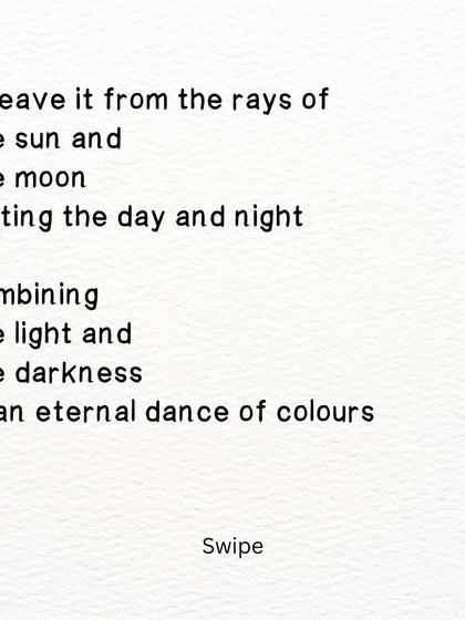A part of a poem about weaving a tapestry from the rays of the sun and moon, uniting day and night.