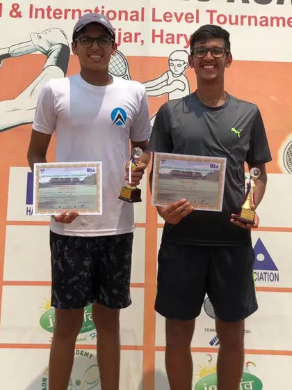 Kabir Chothani and Kanishk Jetley as finalists of the AITA U18 National Series tournament in Jhajjar. Their performance shows the depth of talent in my academy.