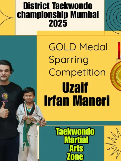 This is the result of pure dedication. Meet Uzaif, a gold medal winner at the District Taekwondo Championship. I don't just train fighters; I build champions from a young age.