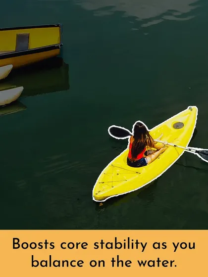 This activity also boosts your core stability as you balance on the water, engaging your muscles while you paddle.