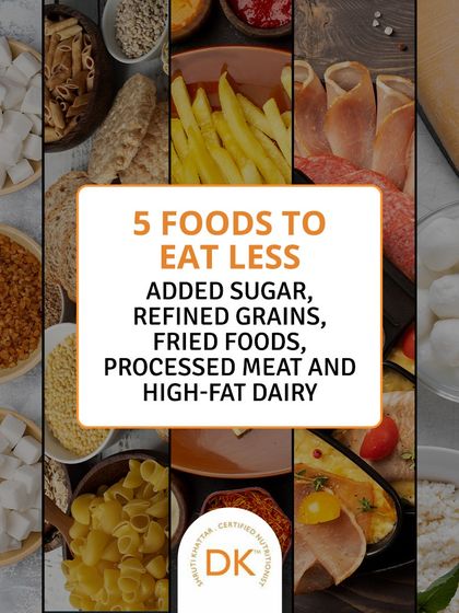 Here are 5 foods to eat less of: added sugar, refined grains, fried foods, processed meat, and high-fat dairy. Reducing these can significantly improve your health.