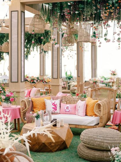 The 'Villa Brissa' Mehendi in Bali, where the intricate craftsmanship of jute and cane, intertwined with the essence of Balinese culture, brought a touch of authenticity to this magical event.