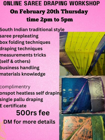 This workshop included a complimentary session on single pallu draping, another useful style to learn.