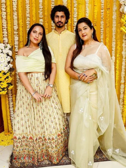 It's difficult to avoid the limelight when your outfit is made to measure by me. This handsome groom's mate shines in a simple yet elegant yellow embroidered kurta.