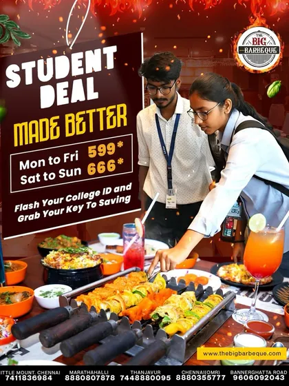 Get ready to ignite your taste buds. Our student deal lets you flash your college ID and unlock a world of flavors at unbeatable prices, starting from ₹599.