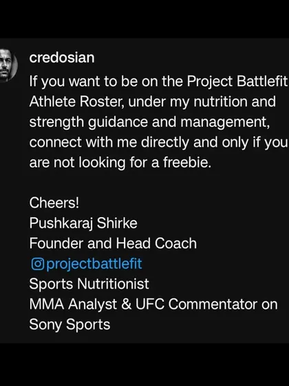 If you want to be on the Project Battlefit roster under my guidance, connect with me directly, but only if you're not looking for a freebie.