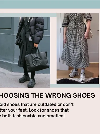 Small mistakes can sometimes make an outfit look dated. One common error is choosing the wrong shoes. I advise looking for footwear that is both fashionable and practical, ensuring it flatters your feet and complements your look.