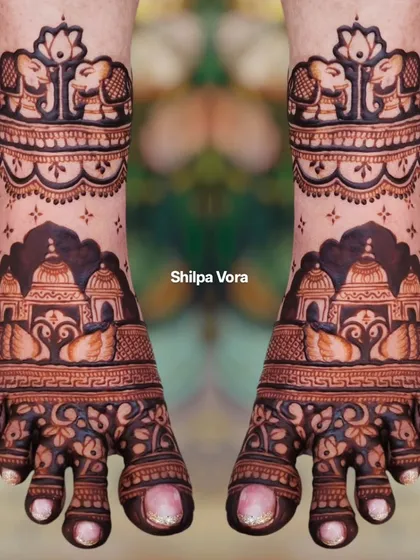 A grand design for bridal feet, featuring palace architecture and swan motifs.
