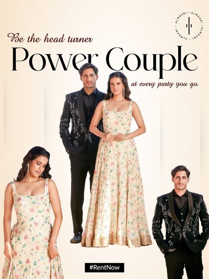 Be the power couple everyone is talking about. This graphic showcases how I can style both him and her for any party, ensuring your looks are coordinated and absolutely stunning.