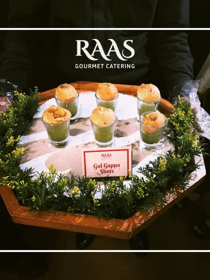 A modern twist on a street food classic. My Gol Gappa Shots are a party favorite, served in individual glasses for a clean, sophisticated, and fun way to enjoy the tangy and spicy flavors of pani puri.