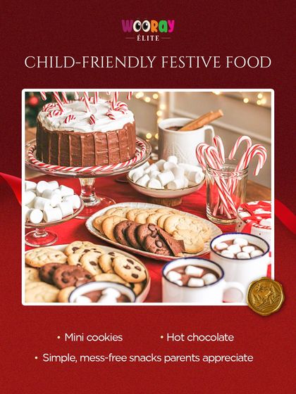 Our festive food is always child-friendly and delicious. For our Christmas parties, we offer mini cookies, hot chocolate, and simple, mess-free snacks that both kids and parents appreciate.