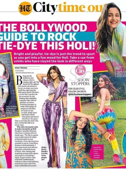 Featured in HT City, sharing my guide on how to style the tie-dye trend for Holi. This shows how we can apply styling principles to festive wear and cultural moments.