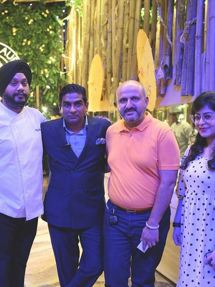 Our leadership team and chefs posing with guests. We are proud to be a part of our clients' celebrations.