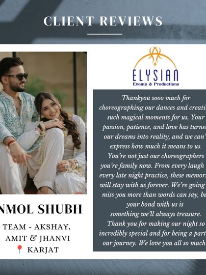 "You're not just our choreographers you're family now." Reading these words from Anmol and Shubh makes all the hard work worth it.