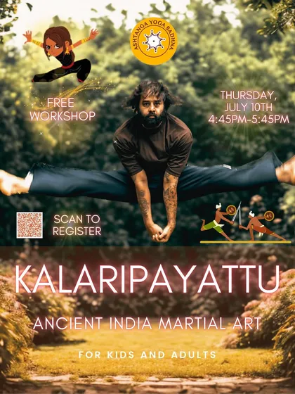 This is an invitation to awaken your inner strength through Kalaripayattu, an ancient Indian martial art. My workshops are designed for both kids and adults, offering a powerful way to build discipline, flexibility, and a deep connection between mind and body.
