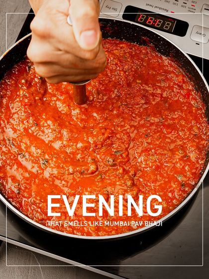 An evening that smells like Mumbai Pav Bhaji is an evening well spent. Here, the bhaji is being mashed to perfection, a familiar sight and smell that brings comfort and joy.