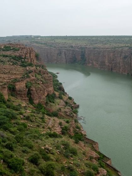 The breathtaking view of the Penna river gorge from the Gandikota fort, a highlight of our trip to this historical site.