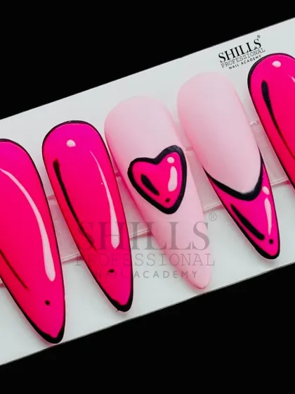 A bold and graphic cartoon-style design in hot pink and black, perfect for a fun, 2D-inspired look.