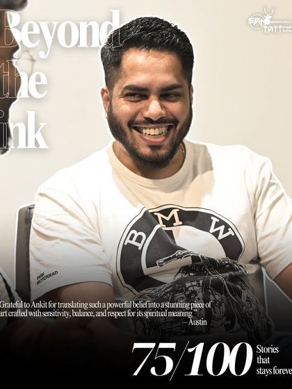 "Grateful to Ankit for translating such a powerful belief into a stunning piece of art." Austin, a happy client with his new religious tattoo.