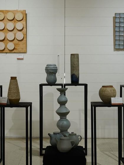 Some beautiful corners from our recent showcase. It was so wonderful to see everyone's hard work displayed together, from sculptural vases and lamps to wall art.