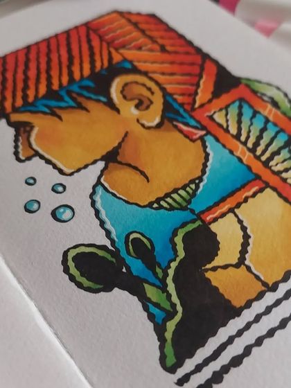 Another angle of the alcohol marker illustration, showcasing the clean lines and vibrant color palette. This style is great for modern character art.