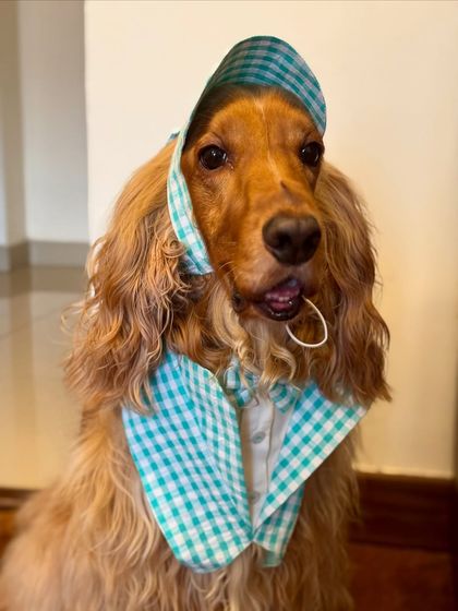 A close-up of Posto's bonnet and bib set. The little details make it so special.