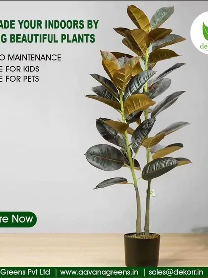Upgrade your indoors by adding beautiful plants that are zero maintenance and safe for kids and pets. This artificial rubber plant is a great example.