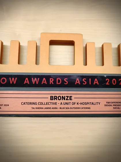 The Bronze WOW Award Asia 2024 for "F&B Experience - Concept, Design, Presentation for a Social Celebration" for our work at Taj Khema Lawns, Agra. This recognizes our ability to execute complex concepts flawlessly.