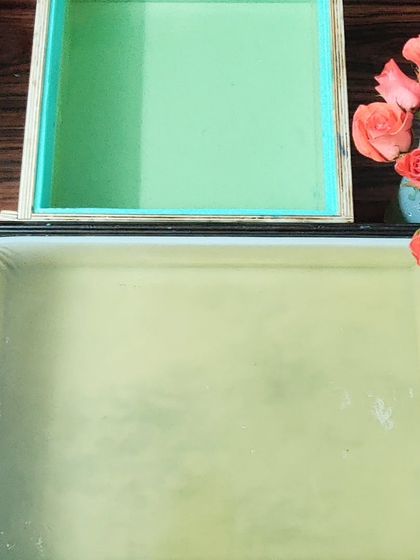 Two large blocks of my transparent soap base, one clear and one with a green tint, ready for use.