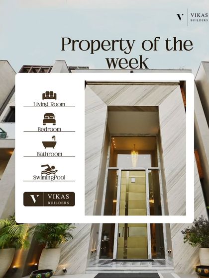 This week's spotlight property is a space that defines elegance and modern comfort. The graphic teases the different areas of the home, from the living room to the swimming pool.