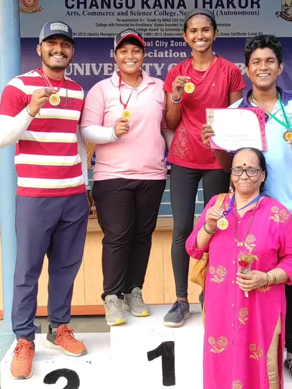 The podium for the recurve women's event. Seeing our archer take the top spot is a proud moment for the entire academy.