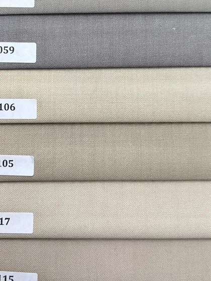 More options in our neutral palette. These fabrics are ideal for crafting a cream double-breasted blazer or a pair of classic beige trousers.
