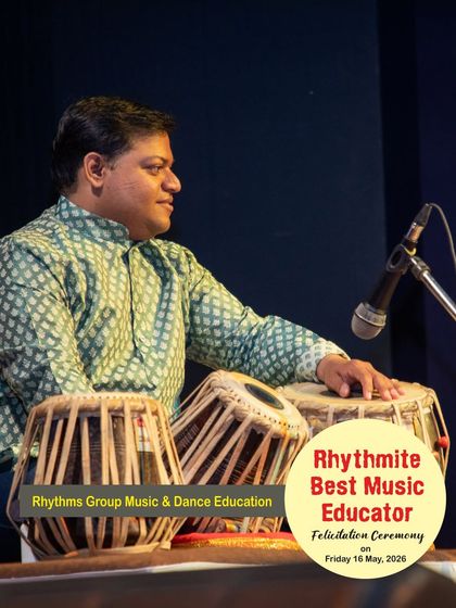 A performance shot of tabla maestro Mr. Vishal Jaywant Gaikwad, captured during our felicitation ceremony.
