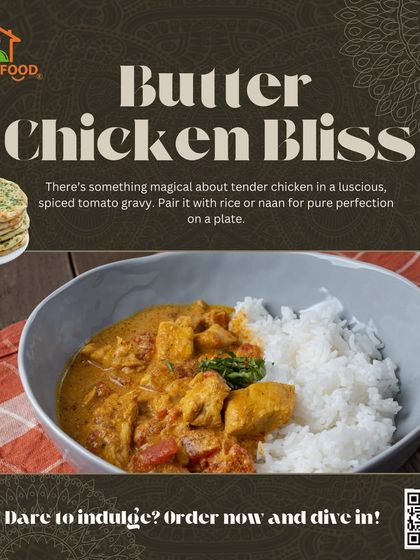 Experience pure butter chicken bliss. Our version features tender chicken in a luscious, spiced tomato gravy, perfect with rice or naan for a truly indulgent meal.