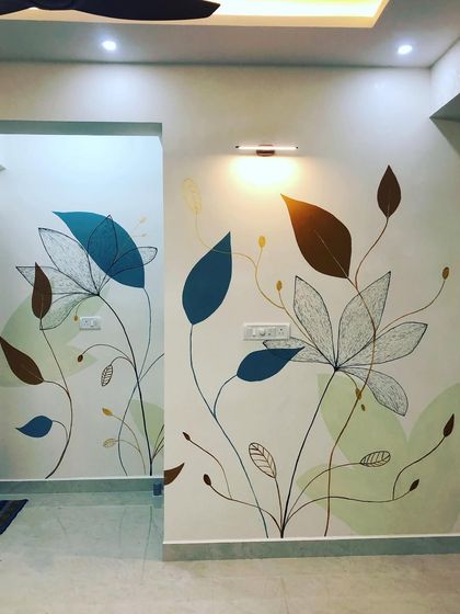 This floral mural was designed to bring a sense of calm and nature into a client's home. I love how the artwork wraps around the corners, creating an immersive, gentle feel. The combination of solid colors and fine-line details adds depth and elegance.