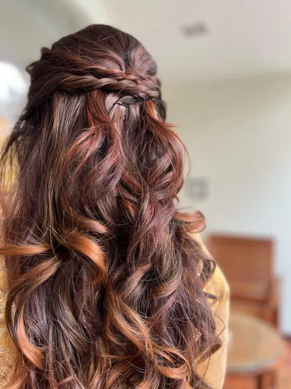 Another angle of the beautiful half-updo with curls.