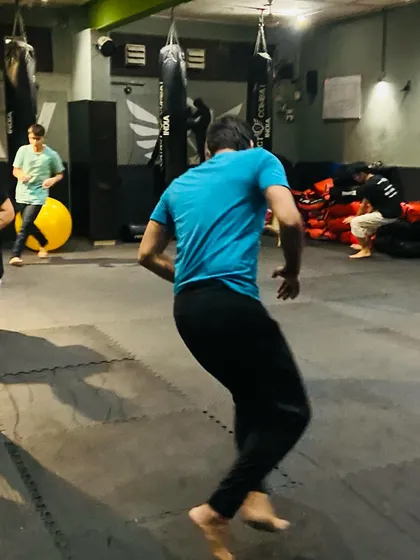 A student practices his footwork, a critical component of both offense and defense. Good footwork allows you to control distance and generate power.