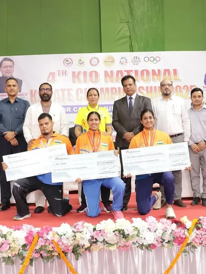 We believe talent should never be held back by financial constraints. Here, the Hon’ble Minister of Youth Affairs and Sports, Smt. Rekha Arya, joins us in presenting cash awards of ₹2 Lakh each to our Asian Senior Karate Championship medalists during a KIO National event. This is our commitment in action.