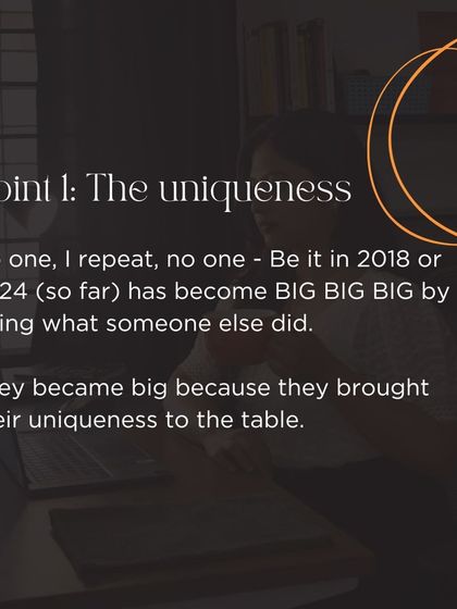 Part of my carousel on finding your unique voice. The truth is, no one becomes a leader by doing what someone else did. They succeed because they bring their unique self to the table.