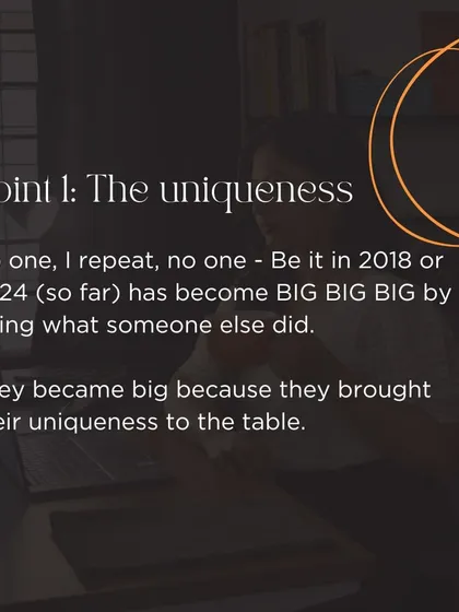 Part of my carousel on finding your unique voice. The truth is, no one becomes a leader by doing what someone else did. They succeed because they bring their unique self to the table.