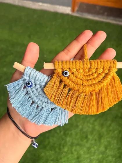 This semicircle evil eye car charm is a perfect little accessory for your vehicle. It adds a touch of boho decor and good vibes. We can customize it for you in more than 12 colors.