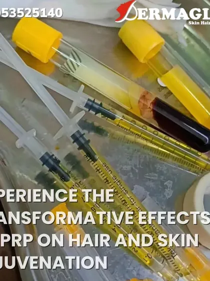 These are the tools of our trade for hair and skin rejuvenation. The vials contain prepared Platelet-Rich Plasma, ready to be used in treatments that stimulate cellular repair and growth for healthier hair and skin.